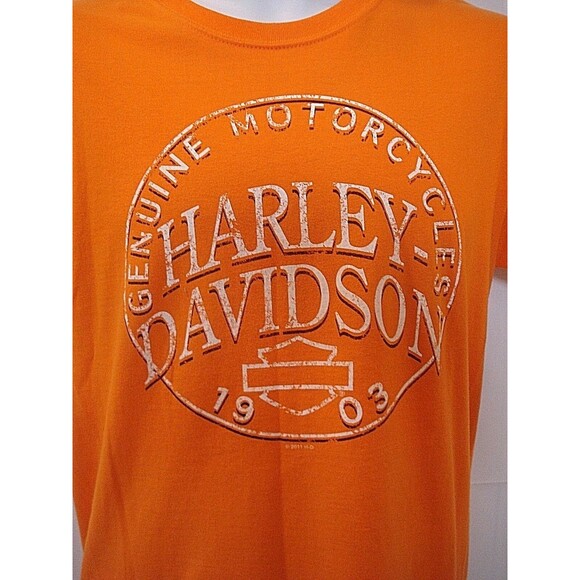 Harley Davidson T Shirt Motorcycles New Smyrna Graphics Orange Tee Mens Size S - Picture 5 of 8